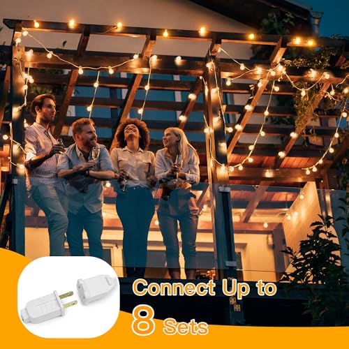 Ollny Outdoor String Lights, 100FT LED Patio Lights Waterproof White Wire