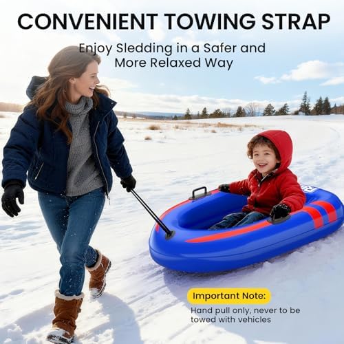 Raxurt Inflatable Snow Sled, 0.7mm Heavy Duty Snow Tube for Kids & Adults