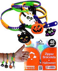 UpBrands 48-Pack Halloween Fidget Bracelets for Kids – Bulk Zipper Toys, Goodie Bag Fillers, Classroom Prizes, Halloween Party Favor Treats
