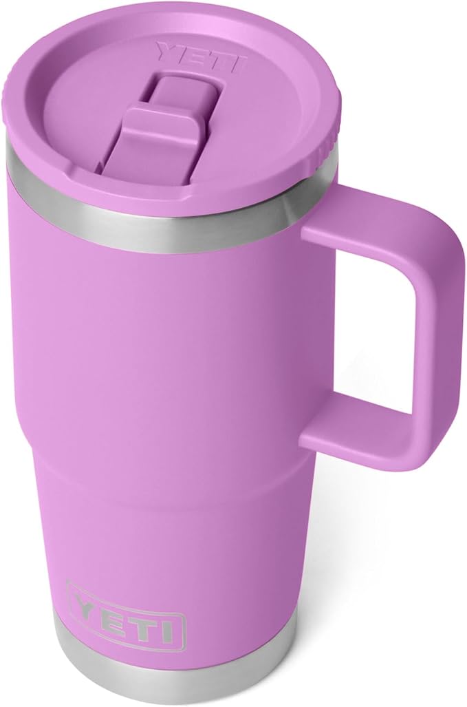 YETI Rambler 20 oz Travel Mug with Flip Straw Lid – Stainless Steel, Vacuum Insulated, Leakproof, Cup Holder Friendly, Desert Bloom