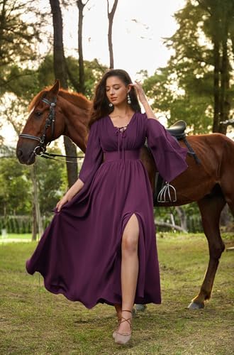 Scarlet Darkness Renaissance Costume Women Pirate Medieval Maxi Dress