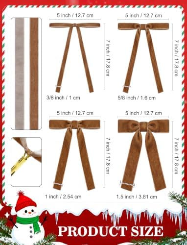 SIMISI RIBBON 24Pcs Christmas Velvet Ribbon Bows Decorations for Tree