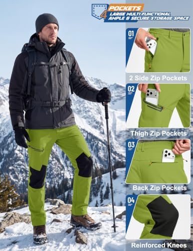 TACVASEN Men's Winter Snow Ski Pants Fleece Lined Waterproof Hiking Work