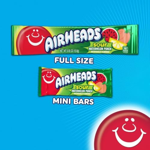 Airheads Mini SOURS Candy Bars, Variety Pack, 10 Ounce Bag (Pack of 8)