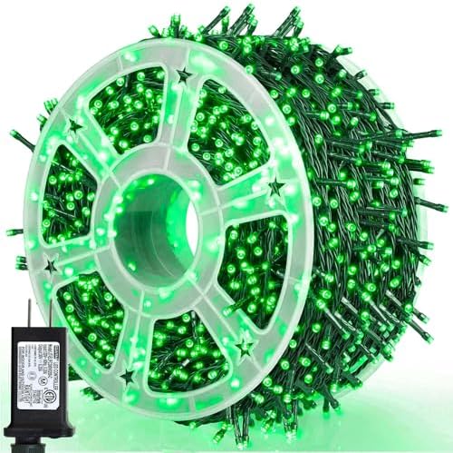 164Ft 500 LED Green Halloween Lights, Waterproof 8 Twinkle with Memory Functions Green String Lights for Indoor Outdoor Tree Garden Halloween Decoration