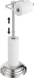 Bathroom Toilet Paper Holder Stand, Brushed Nickel Toilet Paper Holder Free Standing, Stainless Steel Pivoting Toilet Tissue Roll Holder，Adjustable Height (14 to 24 Inch) Paper Holder