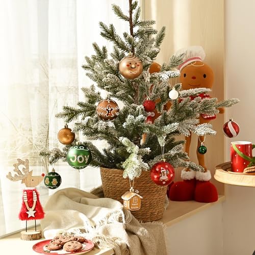 DecorbyHannah 60ct Gingerbread Christmas Ornaments Set for Tree Decorations