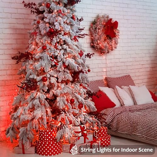 2 Pack 200 LED Battery Operated String Lights, Twinkle Fairy Lights Red