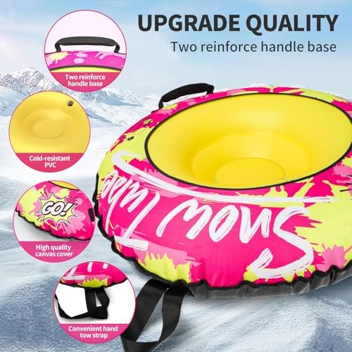 Inflatable Heavy Duty Snow Tube Durable Fabric Cover(Green/Red)