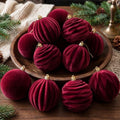 Liliful 3.15 Inch 12 Pcs Velvet Christmas Ornaments Balls, Burgundy Red