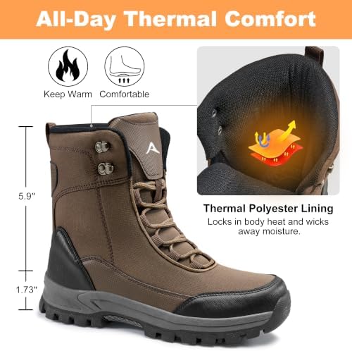 FUDYNMALC Men's Snow Boots Water-Resistant: Non-Slip Hiking Winter Shoes