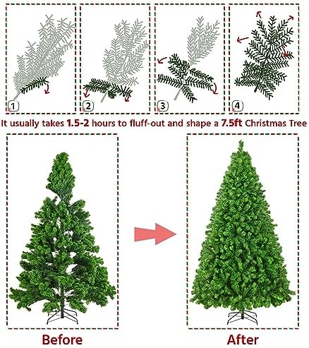 Yaheetech 7.5ft Prelit Artificial Christmas Tree with 550 Warm White Lights
