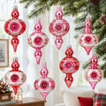 Soulchen 8 Pcs Vintage Glass Christmas Ornaments Pink Reflector for Tree