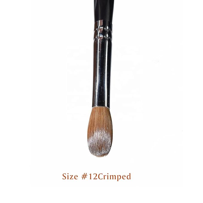 Yasterd Acrylic Nail Brush - 100% Kolinsky, Oval Crimped, Size 12 Black Wood Professional Nail Art Powder Brush Manicure Tool