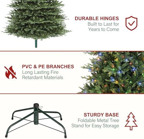 Hykolity 12 ft Prelit Christmas Tree with 850 Multicolor LEDs