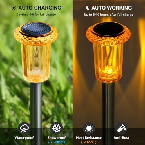 DenicMic Solar Halloween Lights Outdoor 10 Pack Fall Decorations for Home