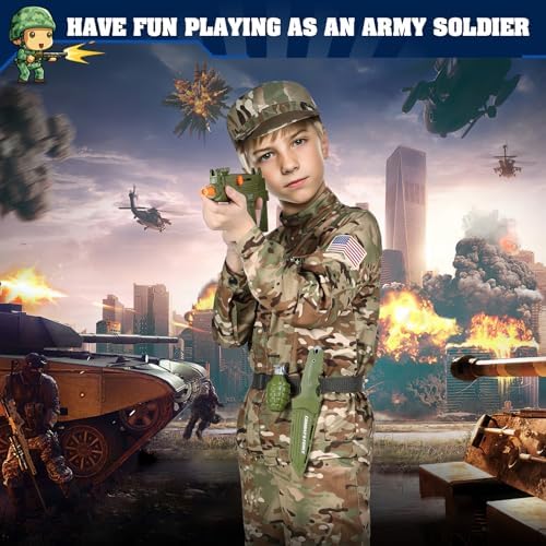 GIFTINBOX Army Costume for Boys, 13PCS Military Boys Halloween Costume