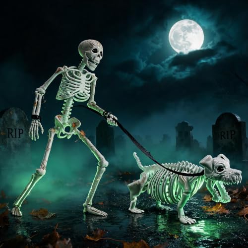 Human & Dog Skeleton Halloween Decorations Outdoor/Indoor