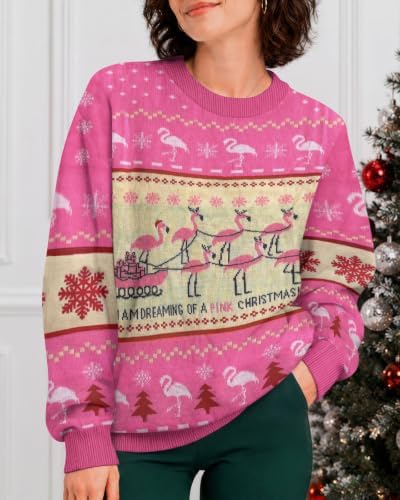 34HD Ugly Xmas Sweater–Funny Knit Christmas Sweater for Women & Men 2025, Long Sleeve Crewneck Holiday Pullover, Unisex Gift