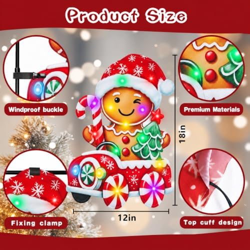 Lighted Christmas Gingerbread Garden Flag Outdoor Decor, 12x18In