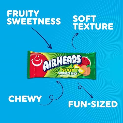 Airheads Sour Mini Candy Bars, Taffy Variety Pack, 5 lb Bag