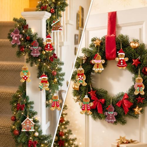 kockuu 16pcs Gingerbread Man Ornaments for Christmas Tree Decorations