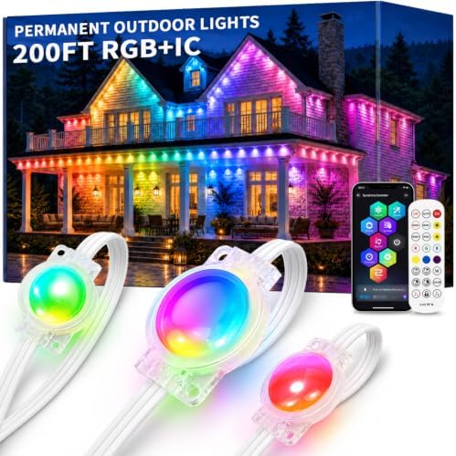 200FT Permanent Outdoor Lights , RGB+IC Smart Christmas Lights for House