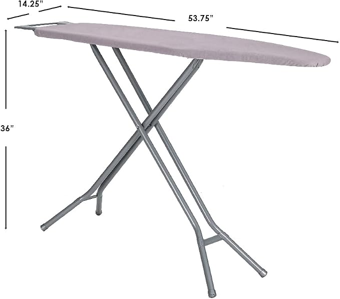 Ironing Board Full Size; Made in USA by Seymour Home Products (Light Grey). Includes Iron Rest, Cover & Pad | All-Steel Frame, 4 Heavy Duty Legs for Extra Support | Diamond Cut Mesh Top; Steam Flow