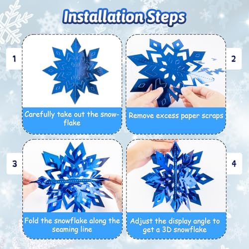 Snowflake Decorations, Paper Christmas Hanging Decor Indoor, 24-Pc