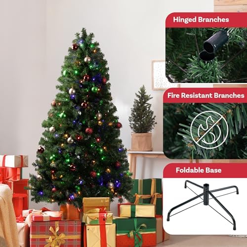 Elf Stor 6ft Prelit Christmas Tree with Upright Storage Bag, Green