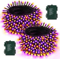 2 Pack 200 LED Battery Operated Halloween Lights, String Lights Green Wire