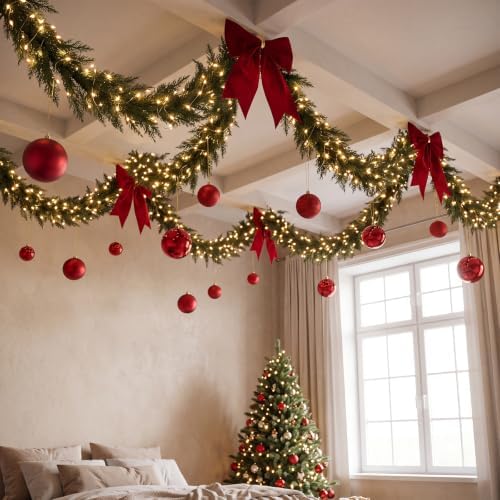 Flutesan 161 Pcs Christmas Hallway Ceiling Decor Kit, LED Lights Garland