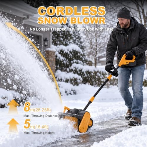 JOBABY Cordless Snow Shovel with Battery, 13" Electric Snow Blower Cordless