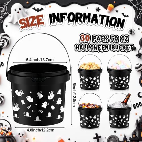 30 Pack 50 oz Halloween Trick or Treat Bucket Bulk