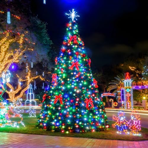 SAUIRS 500 LED 197FT Christmas Lights Outdoor String Lights with 8 Modes Timer Waterproof Fairy Light Plug in for Outside Indoor Party Xmas Palm Tree Yard Wedding Decorations(Multicolor)