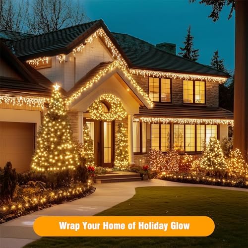 ASENEK Christmas Lights 33FT 100 LED 8 Modes with Timer Connectable Decorative String Lights for Xmas Tree Patio Party Warm White
