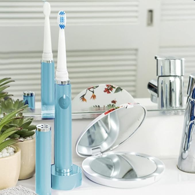 Pop Sonic Ultimate Pro Rechargeable Toothbrush (Hawaiian Blue) - 40,000 Strokes/Min - Long-Lasting Nylon Bristles - Teens & Adults with Quadrant Pacer & Timer