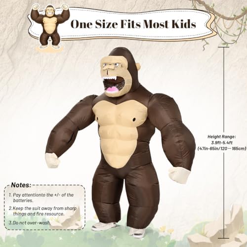Inflatable Gorilla Costume Kids, Blow Up Gorilla Costume for Halloween