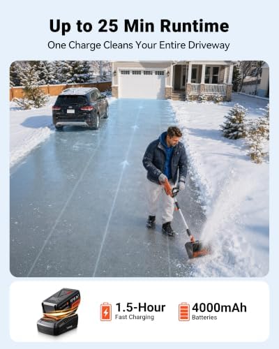 VOLTASK 24V Cordless Electric Snow Shovel, 13-Inch Brushless Snow Blowers