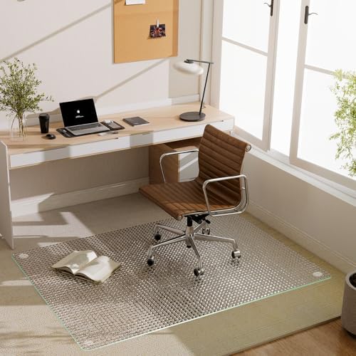 GLSLAND 36"x46" Tempered Glass Chair Mat – Checkered Patterned