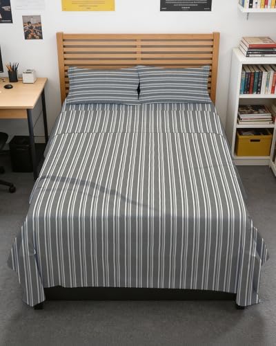 Full XL Sheets - 4 Piece Full XL Sheet Set - Soft & Cooling - Grey Stripes