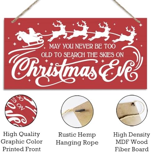 May You Never be too Old to Search the Skies on Christmas Eve Sign, Christmas Hanging Wood Sign, Winter Decorative Wall Signs, Rustic Winter Wooden Door Signs, Farmhouse Outdoor Wood Xmas Decor