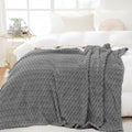Puncuntex Grey Throw Blanket 90"×90" inches Fuzzy 3D Jacquard Decorative