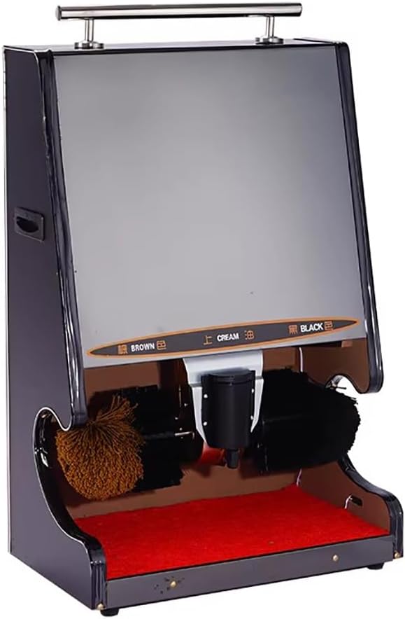 Commercial Luxury Stainless Steel Automatic Shoe Polishing Machine with Handrails and Oil Tank Design, Automatic Sensor Dual-Brush Leather Shoe Polishing Machine,F