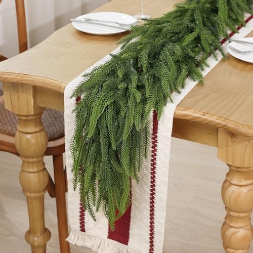 5FT 1PCS Artificial Christmas Norfolk Pine Garland for Fireplace Decor