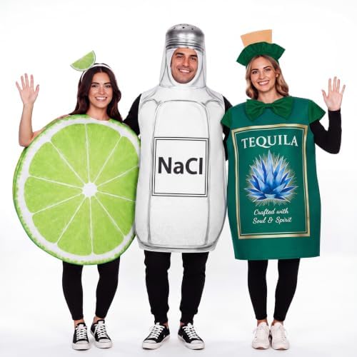 Hercicy 3 Pcs Tequila Lime Salt Halloween Costume Group Funny Set for Adult