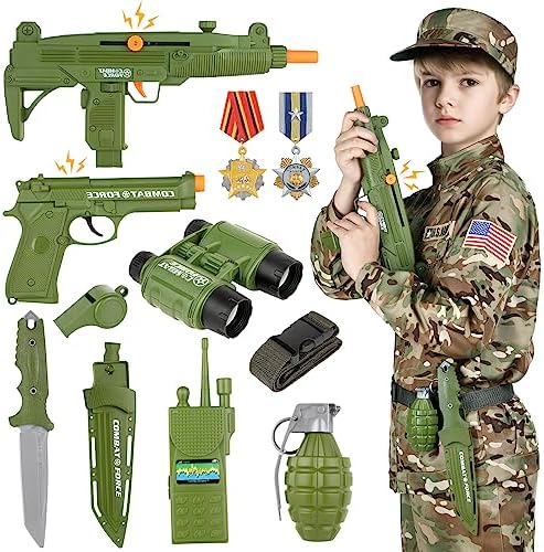 GIFTINBOX Army Costume for Boys, 13PCS Military Boys Halloween Costume
