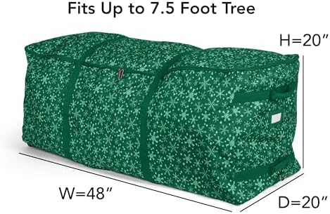 Covermates Christmas Tree Rolling Cinch Bag 6-7.5 ft Trees, Green Snowflake