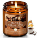 Fall Candle, Maple & Cream Latte Scented Candles for Home, Natural Soy Autumn Candle Aromatherapy Candle, 7 oz Jar Candles Fall Gifts for Women Men
