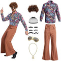 70s Disco Outfit for Men, 7 Pcs Retro Hippie Costume Adults